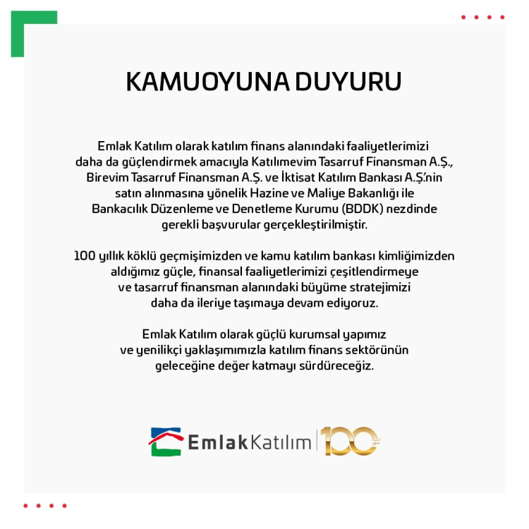 Emlak Katılım 3 şirket için BDDK'ya başvurdu