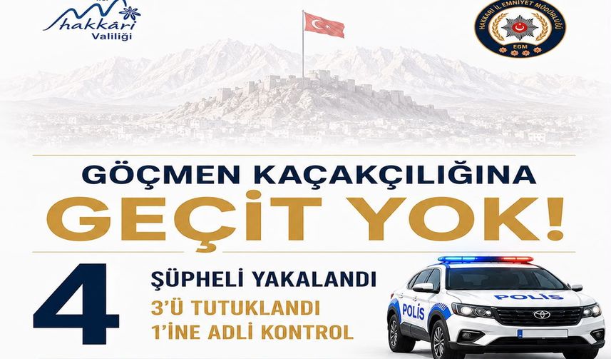 Hakkâri’de Göçmen Kaçakçılığı Operasyonu: 3 Tutuklama
