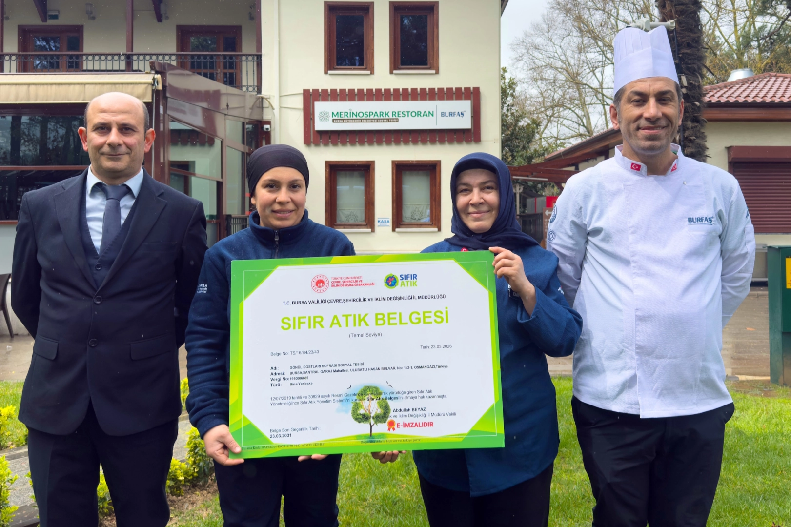 Merinospark Sosyal Tesisleri’ne Sıfır Atık Belgesi: BURFAŞ’tan Çevreci Başarı