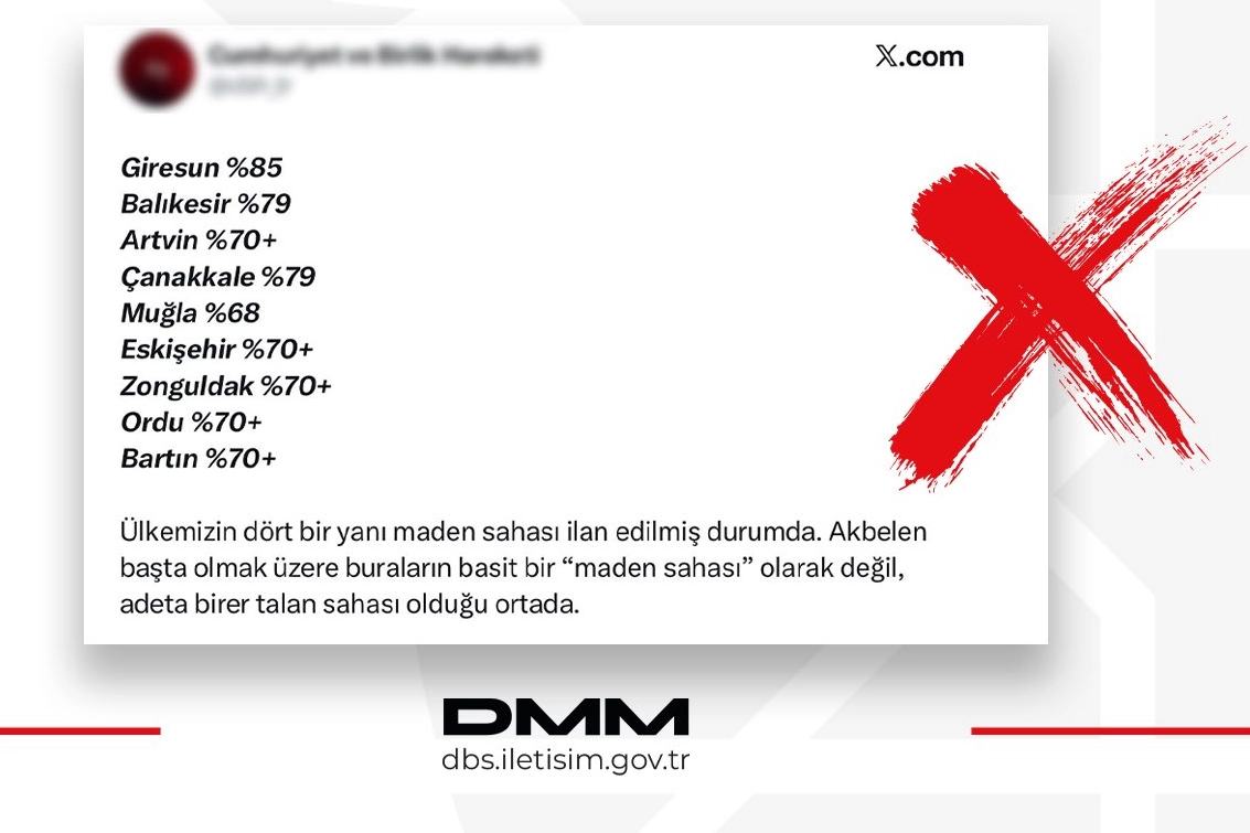 Dezenformasyonla Mücadele Merkezi’nden Maden Sahası İddialarına Yalanlama