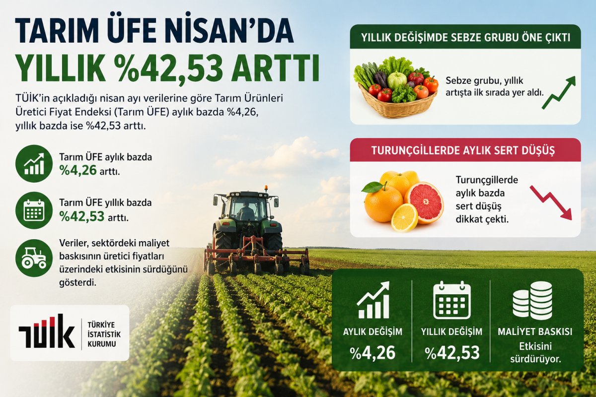 Tarım Üretici Fiyatlarında Nisan Artışı: Yıllık Yükseliş Yüzde 42,53 Oldu